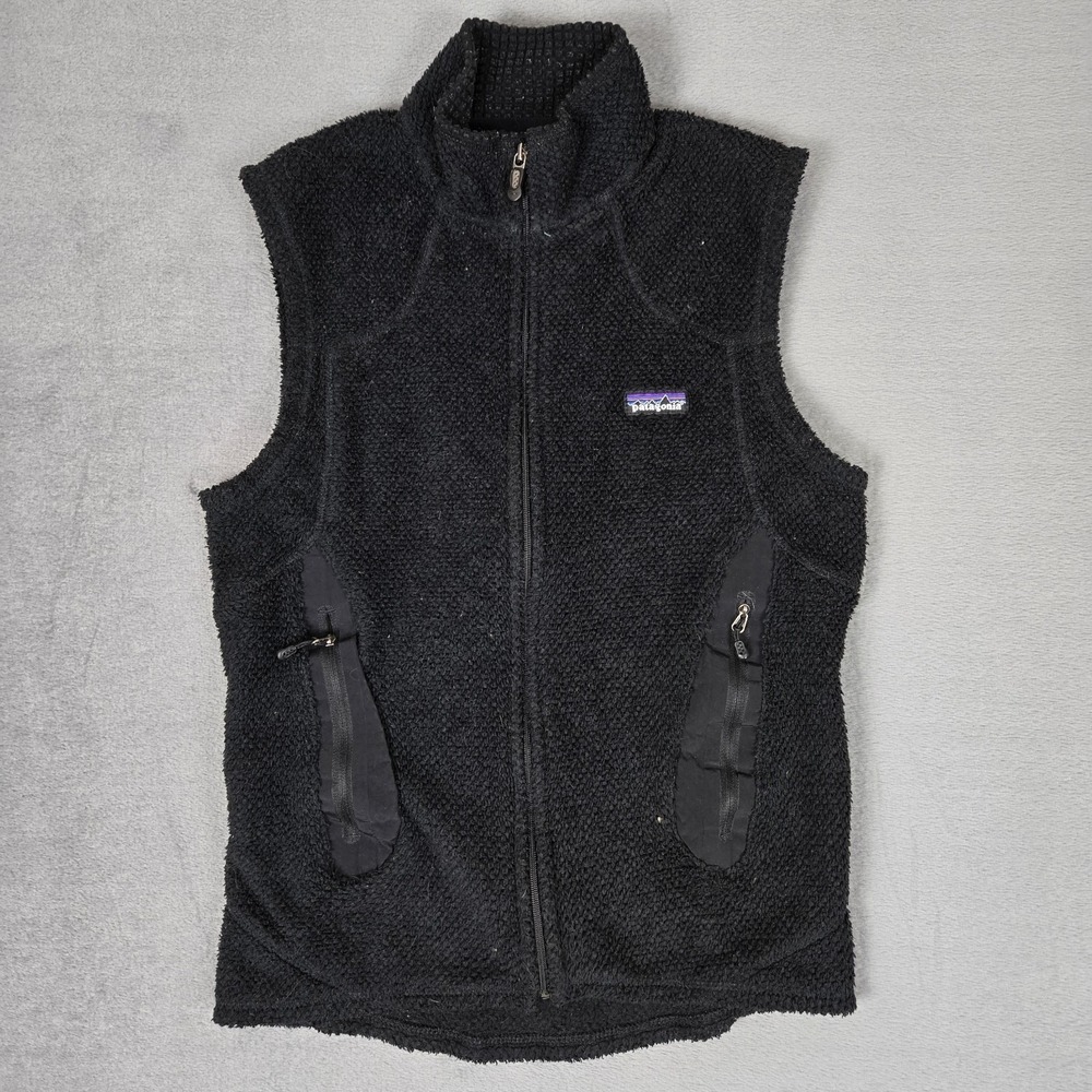Patagonia R2 Fleece Vest Mens Small Black Thermal Lightweight Full Zip 25153